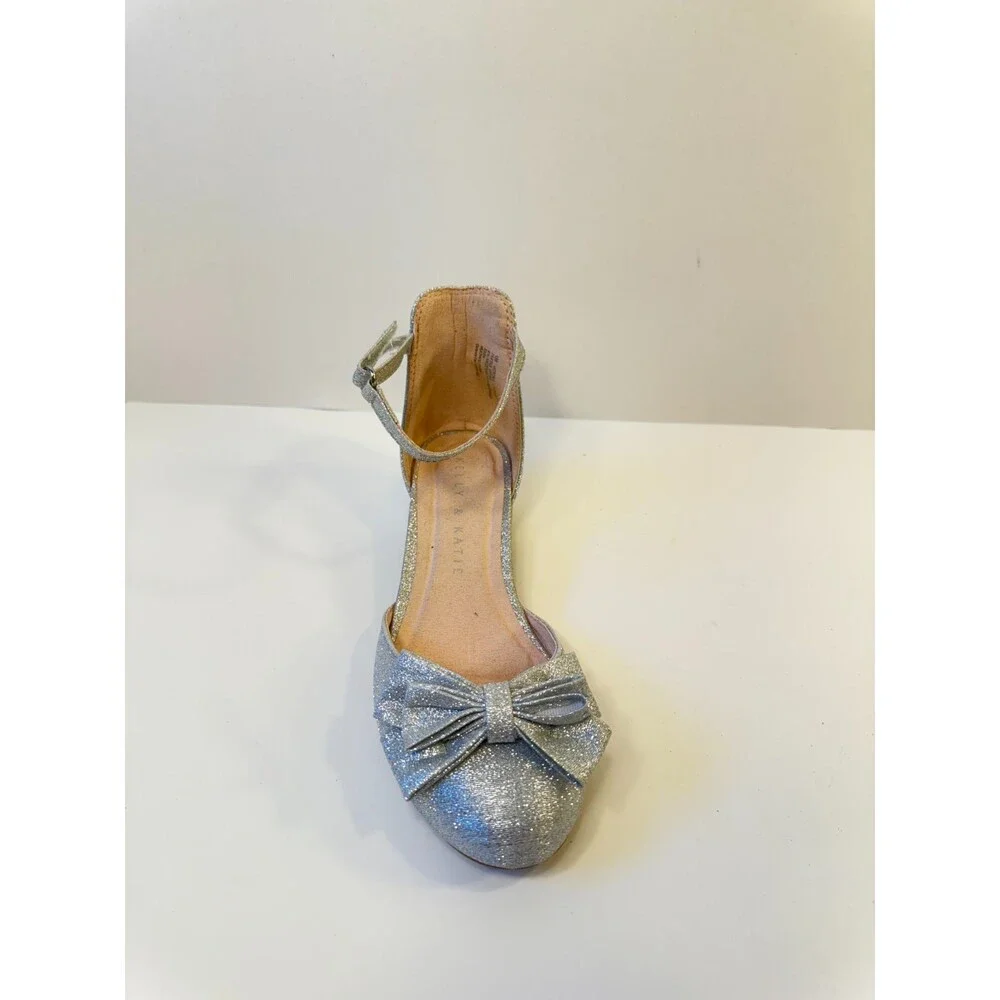 C25. Kelly & Katie Kids Heels Blue Glitter Vicoria Pump-US 1 Youths
